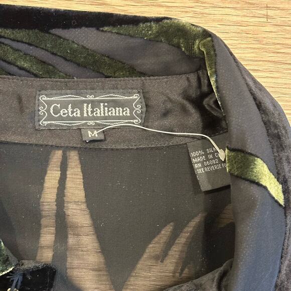 Ceta Italiana NEW Silk Sheer Velvet Tiger King Vacation Safari 70s Style Shirt - Picture 10 of 14